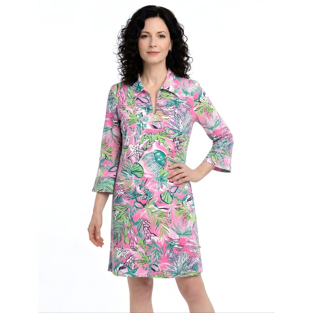 Banana Boat St Raphael Pink & Green Sea Life Print Sun Dress Size M